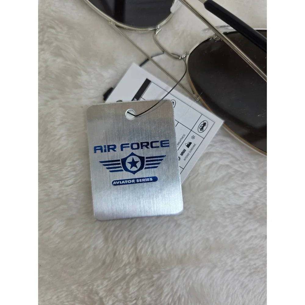 Air Force Aviator Sunglasses Deluxe Edition Silver‎ Tone Mirrored Lenses UV